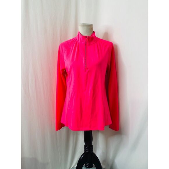 Danskin Women's Shirt Pink Half Zip Long Sleeve High Neck Athletic Size Large - Picture 2 of 7